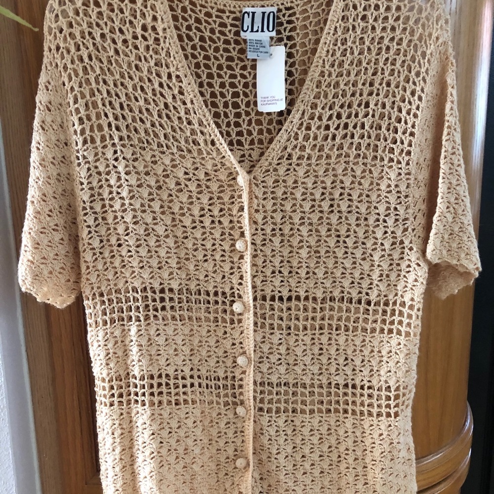 Clio Crocheted cream colored cardigan sweater